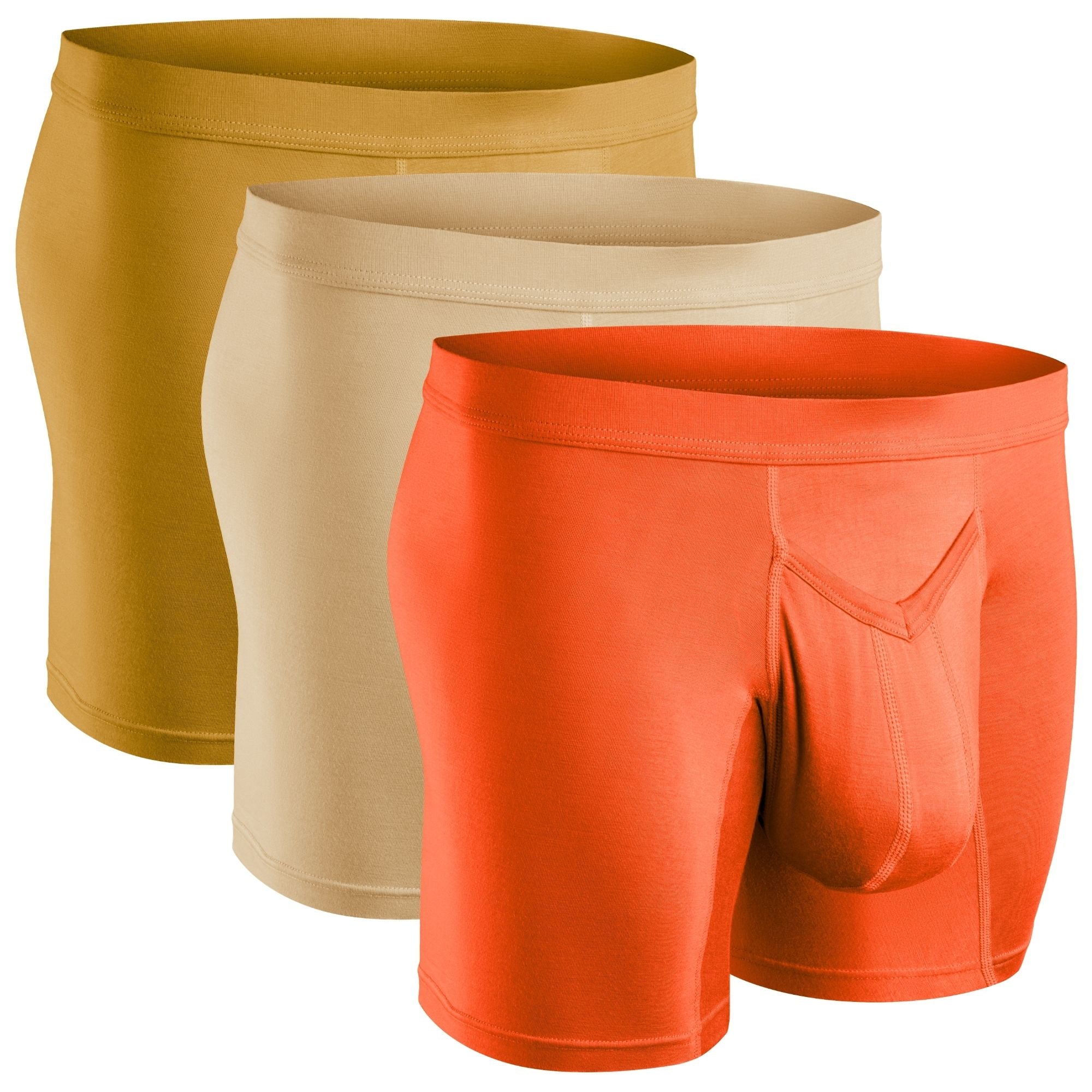 Modal 7in Boxer Briefs V-Fly 3pk Gold/Orange Brick/Sand