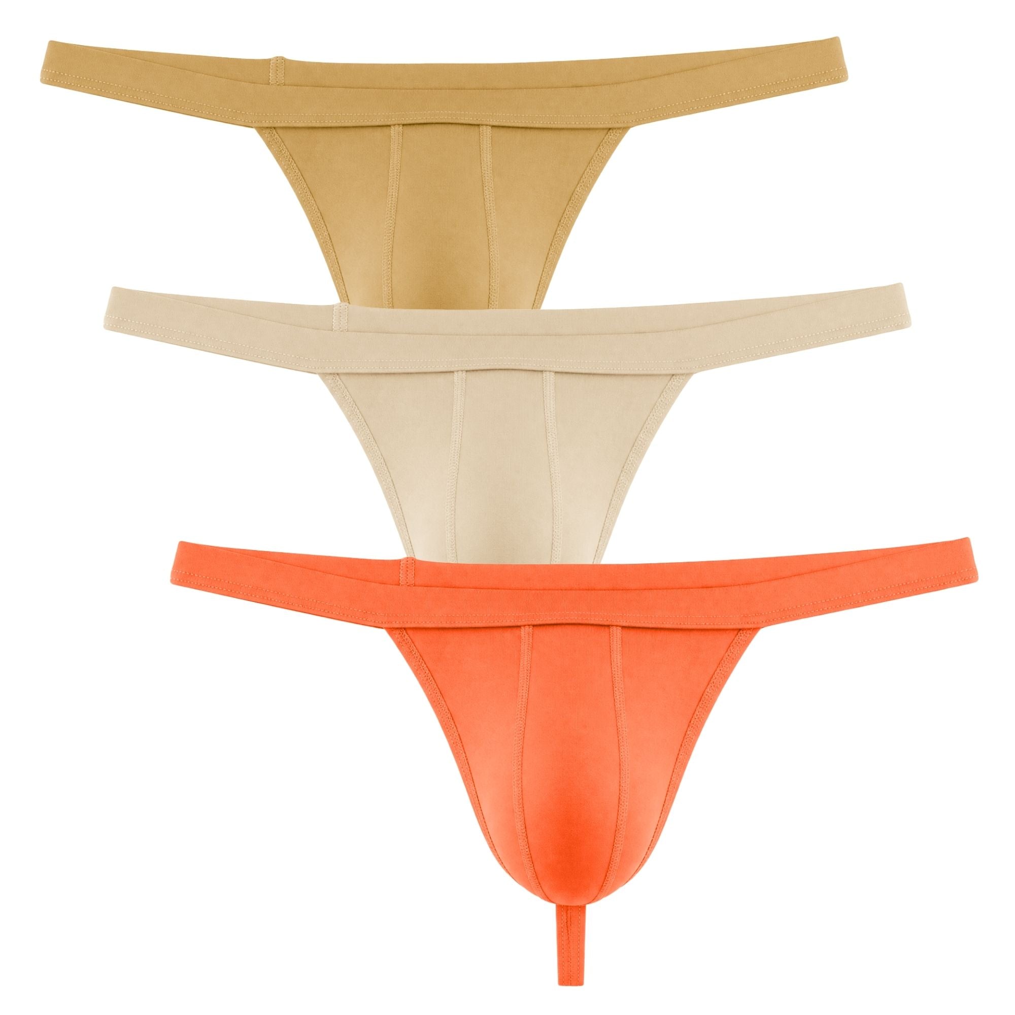 Modal 0in Thong No Fly 3pk Gold/Orange Brick/Sand