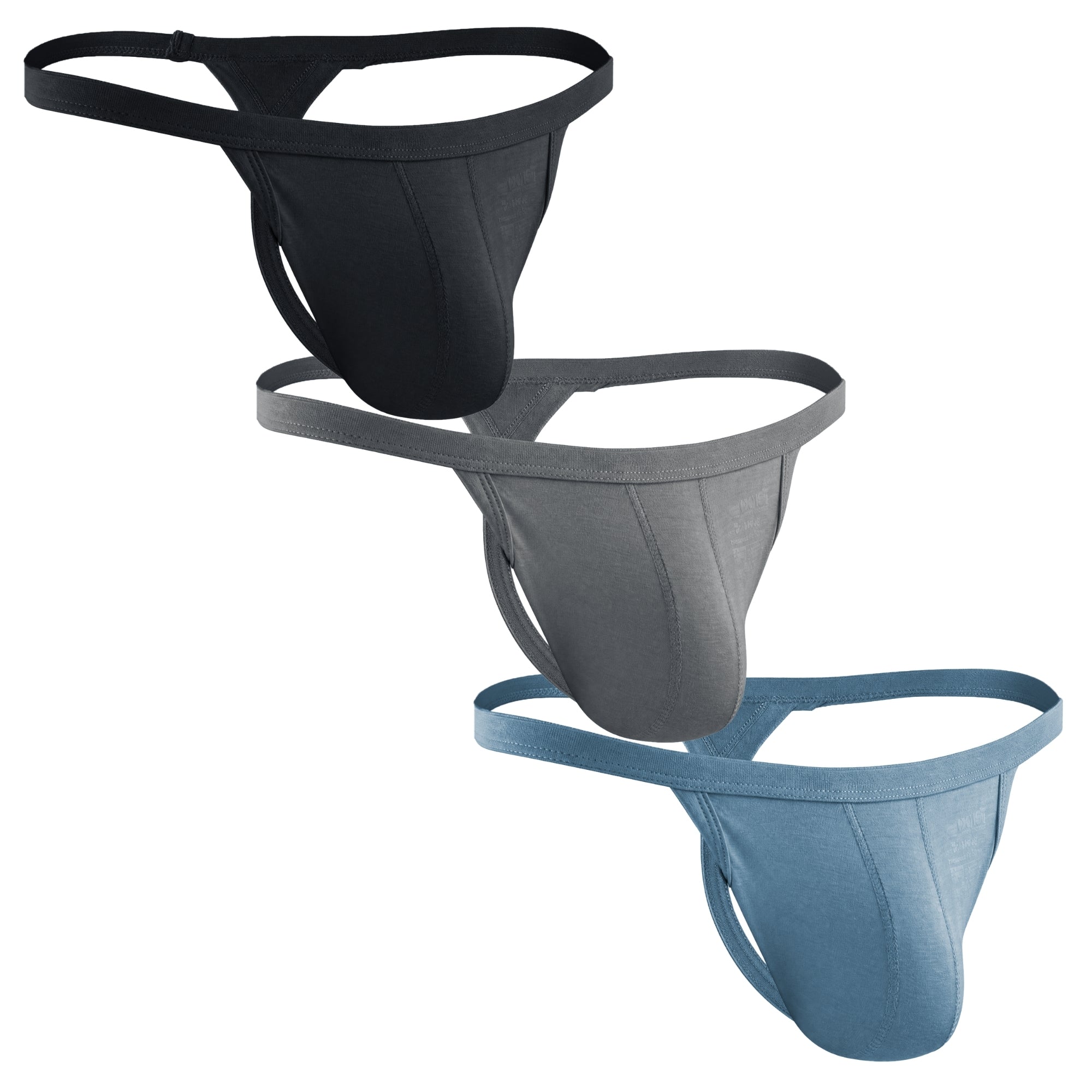 Bamboo 0in Thong No Fly 3pk Black/Blue/Gray