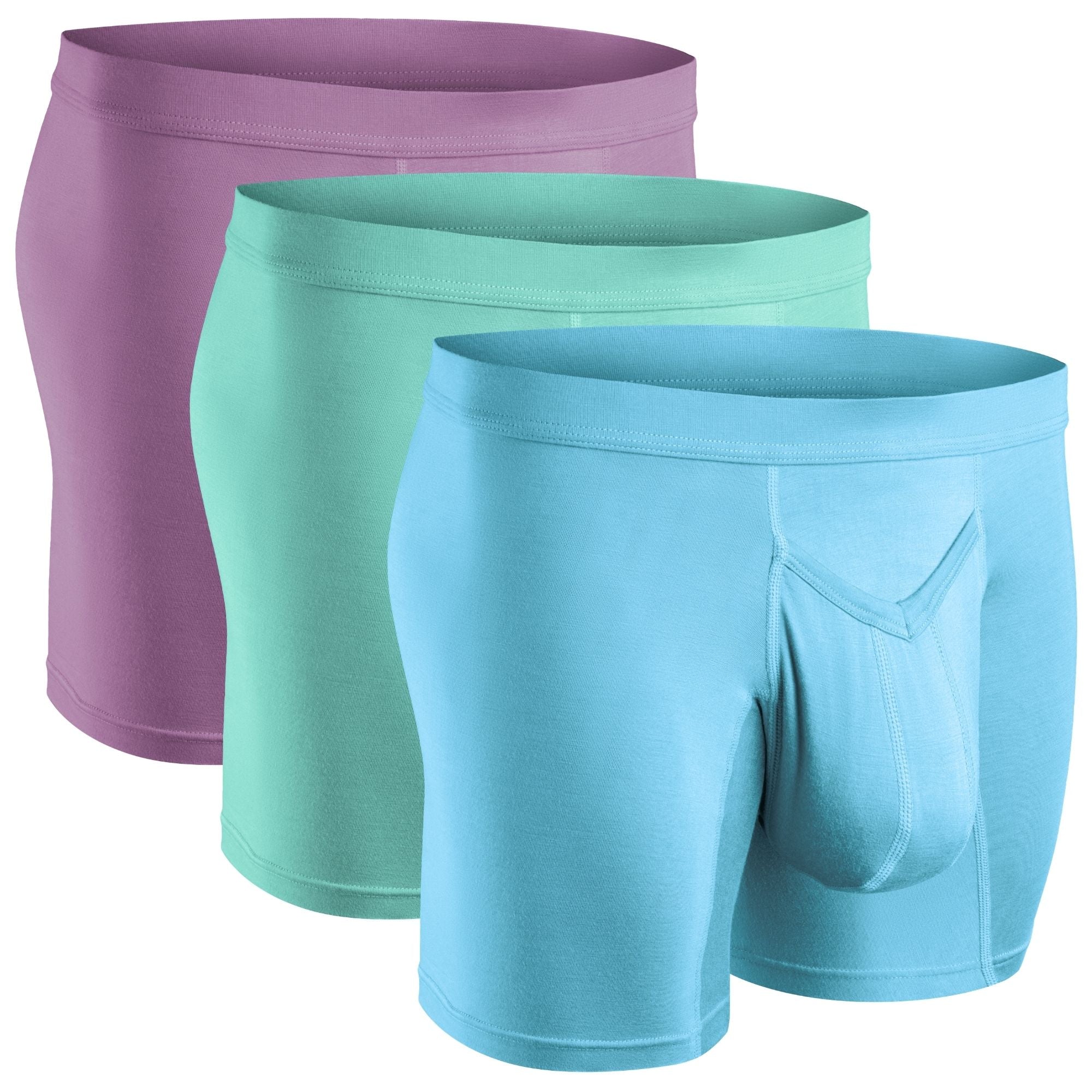 Bóxers Modal 7in con bragueta en V 3 unidades Lavanda/Agua/Azul brillante