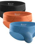 Seamless Brushed Nylon 0in Briefs No Fly 3pk Black/Night Fall/Red Stone