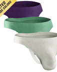 Brushed Nylon Seamless 0in Thongs No Fly 3pk Black Plum/Sagebrush/Sterling