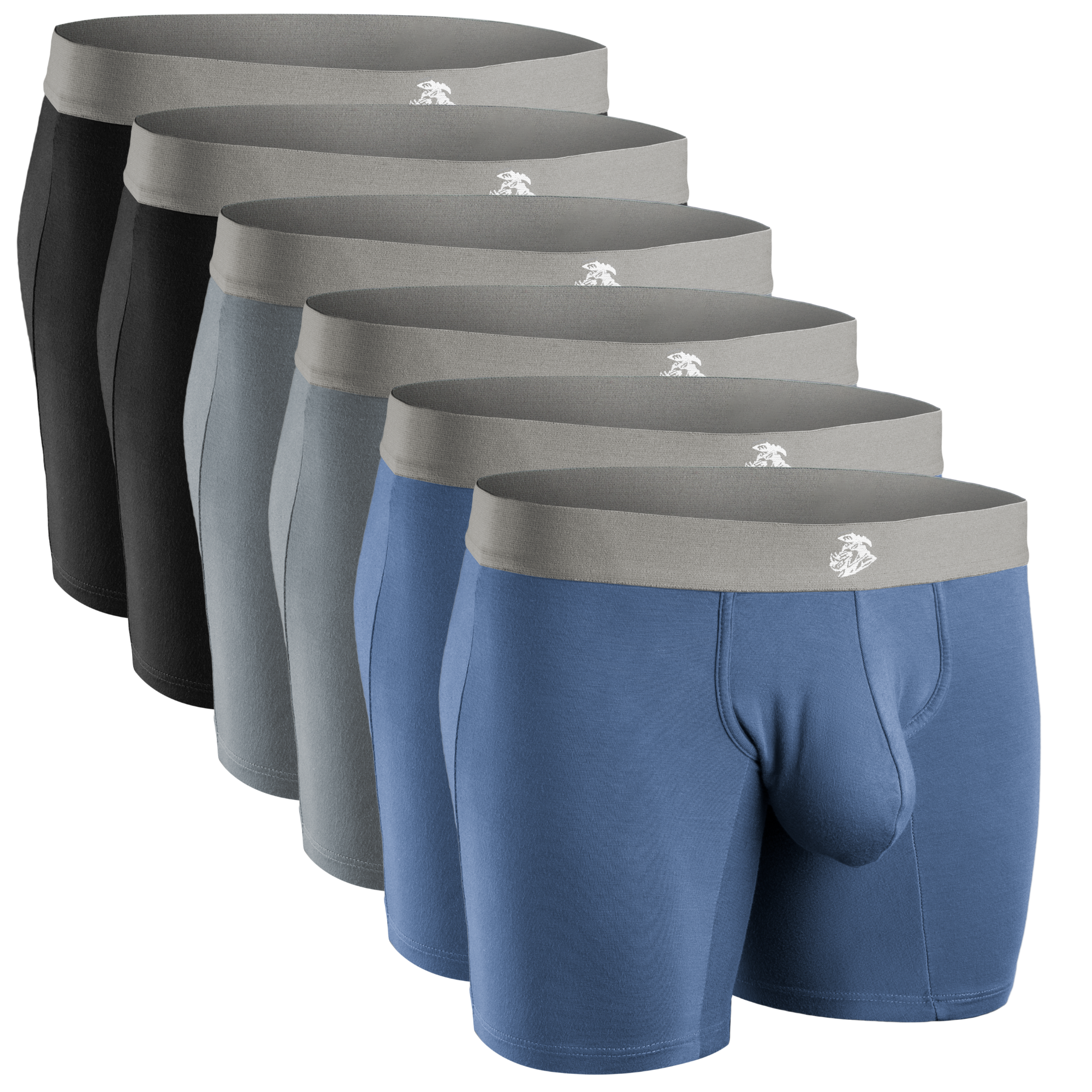 Modal Calzoncillos Boxer 7in Sin Abertura 6pk Negro/Gris Oscuro/Marino