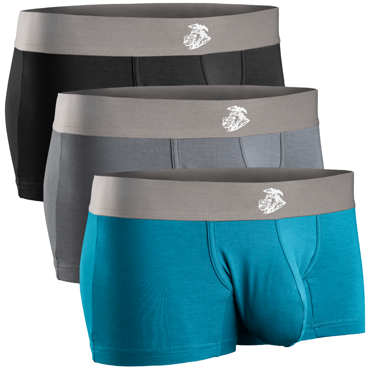 Boxers de modal 3in sin abertura 3pk Negro/Cian/Gris