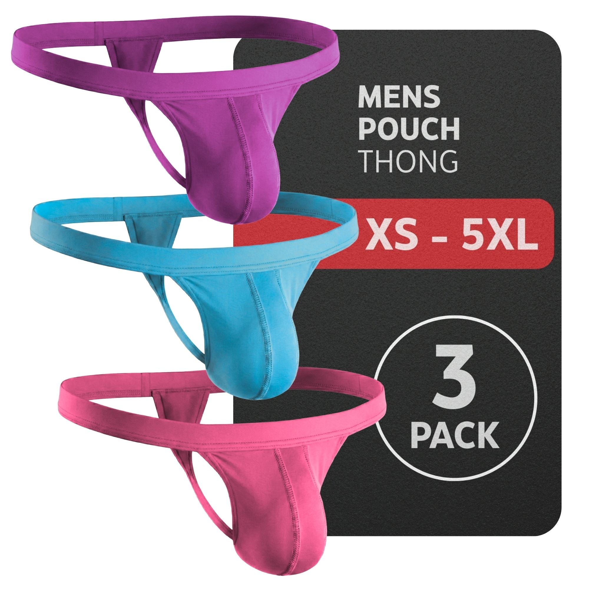 Modal 0in Thong No Fly 3pk Light Red/Sky Blue/Mulberry