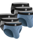 Bamboo 0in Briefs V-Fly 6pk Black/Blue/Gray