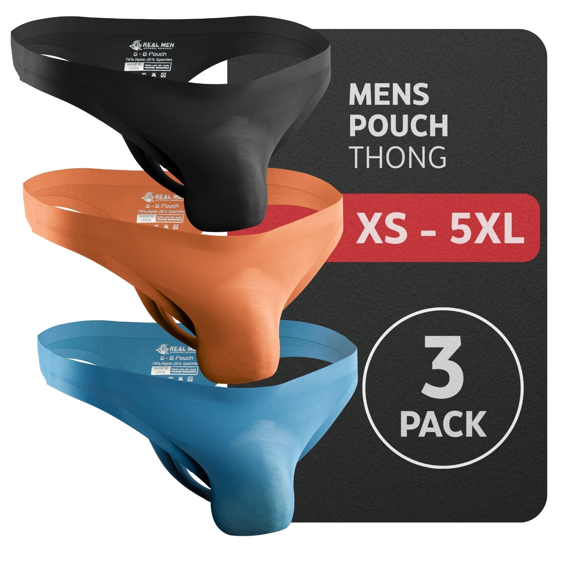 Tanga de nailon sin costuras 0in sin abertura 3pk negro/crepúsculo/rojo piedra