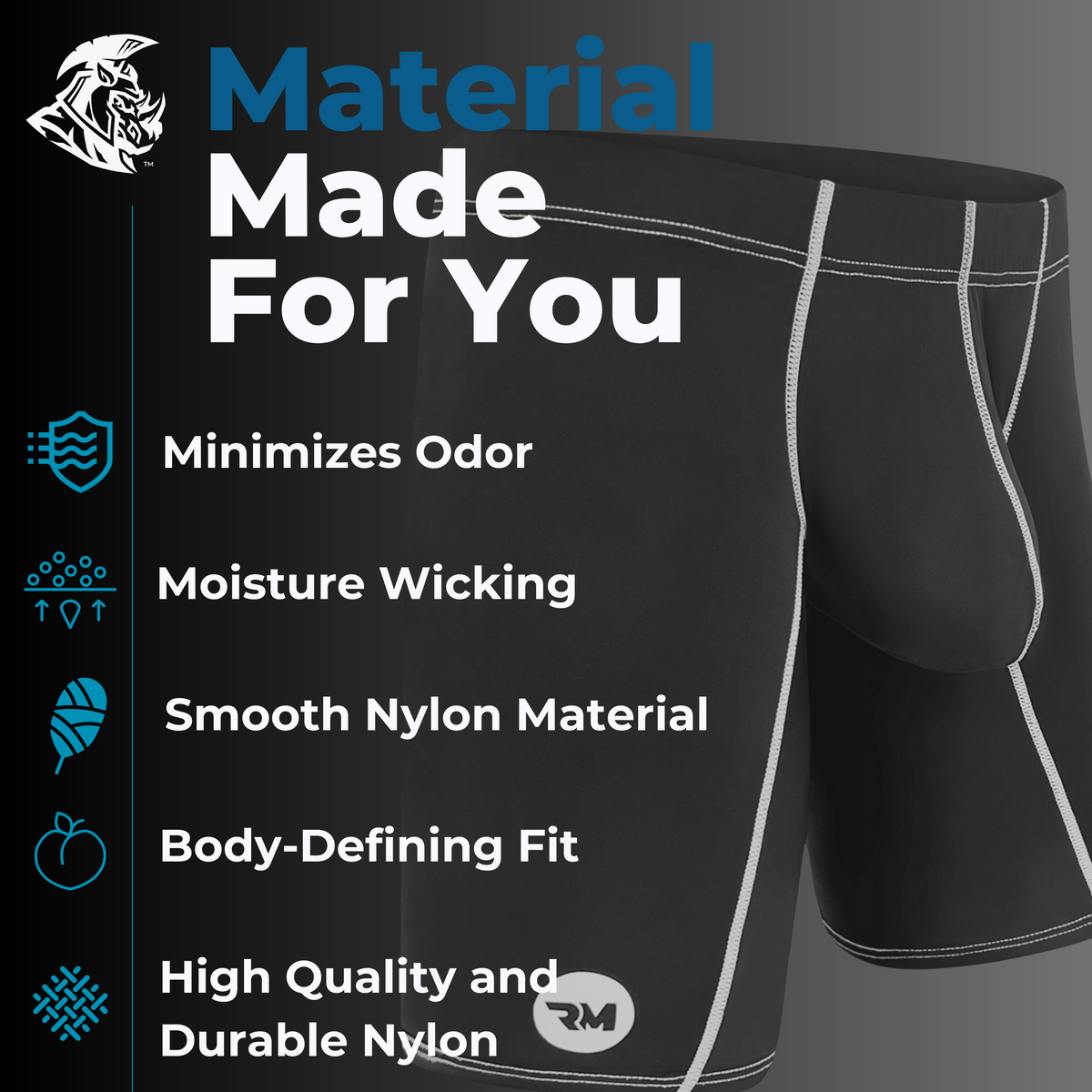Nylon 9in Boxer Briefs No Fly 4pk Black/Cyan/Gray/White – Real Men ...