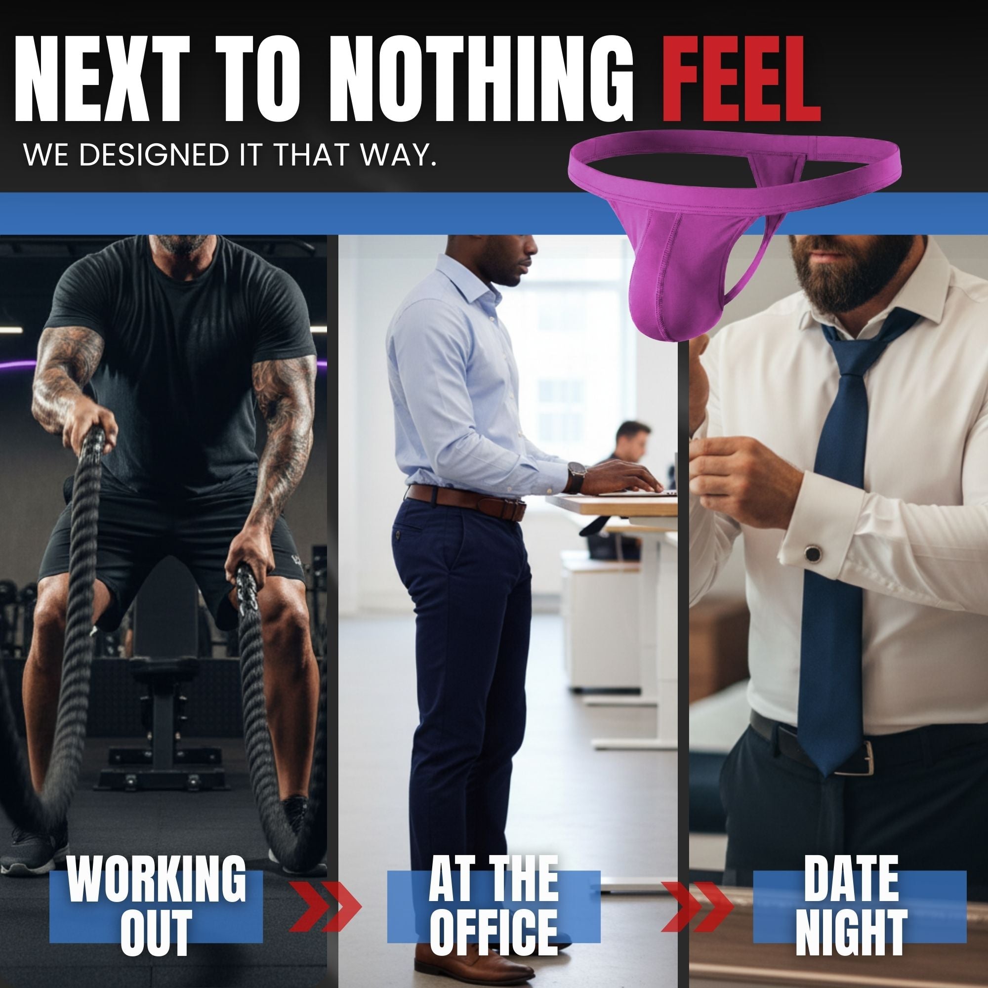 Modal 0in Thong No Fly 3pk Light Red/Sky Blue/Mulberry