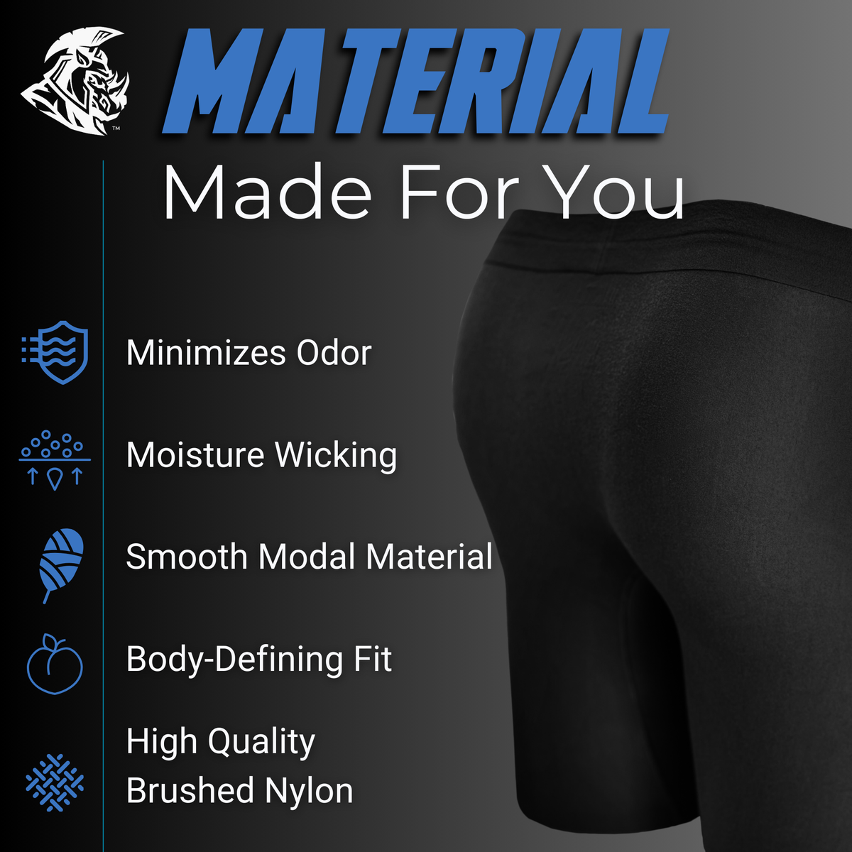 7 Inch Boxers Nylon Seamless 7in Boxer Briefs No Fly 3pk Black/Heather Gray/Slate Gr ...