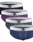 Nylon 0in Mesh Bikini Briefs No Fly 4pk Black/Blue/Gray/Wineberry
