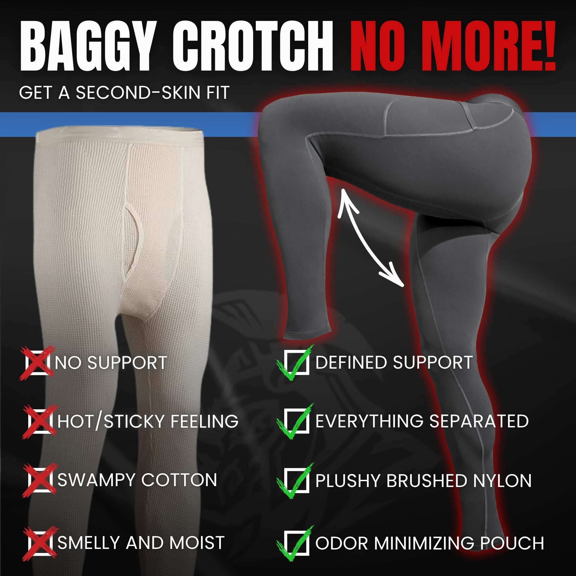 Brushed Nylon 28in Leggings V Fly 2pk Black/Gray