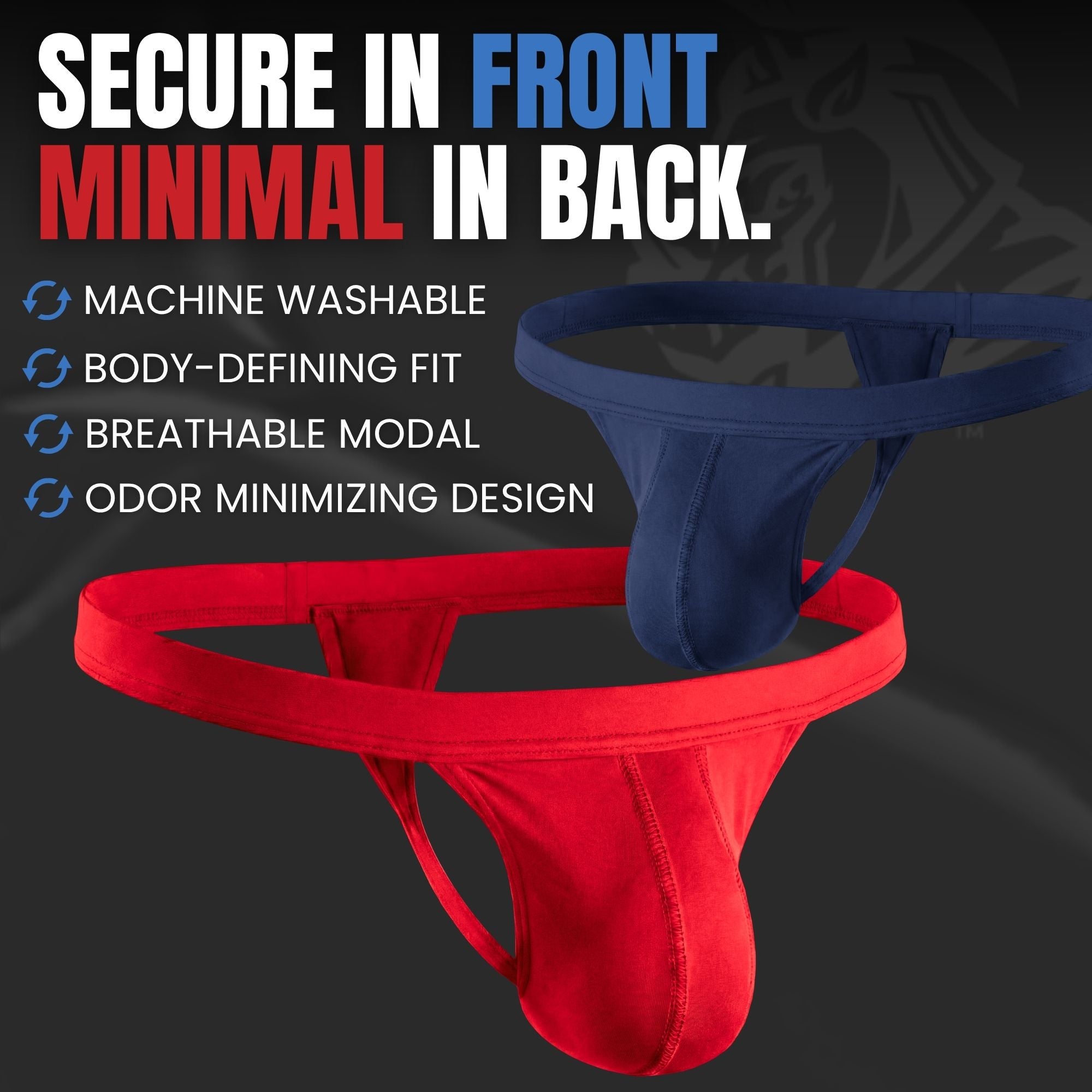 Modal 0in Thong No Fly 3pk Navy Blue/Red/White