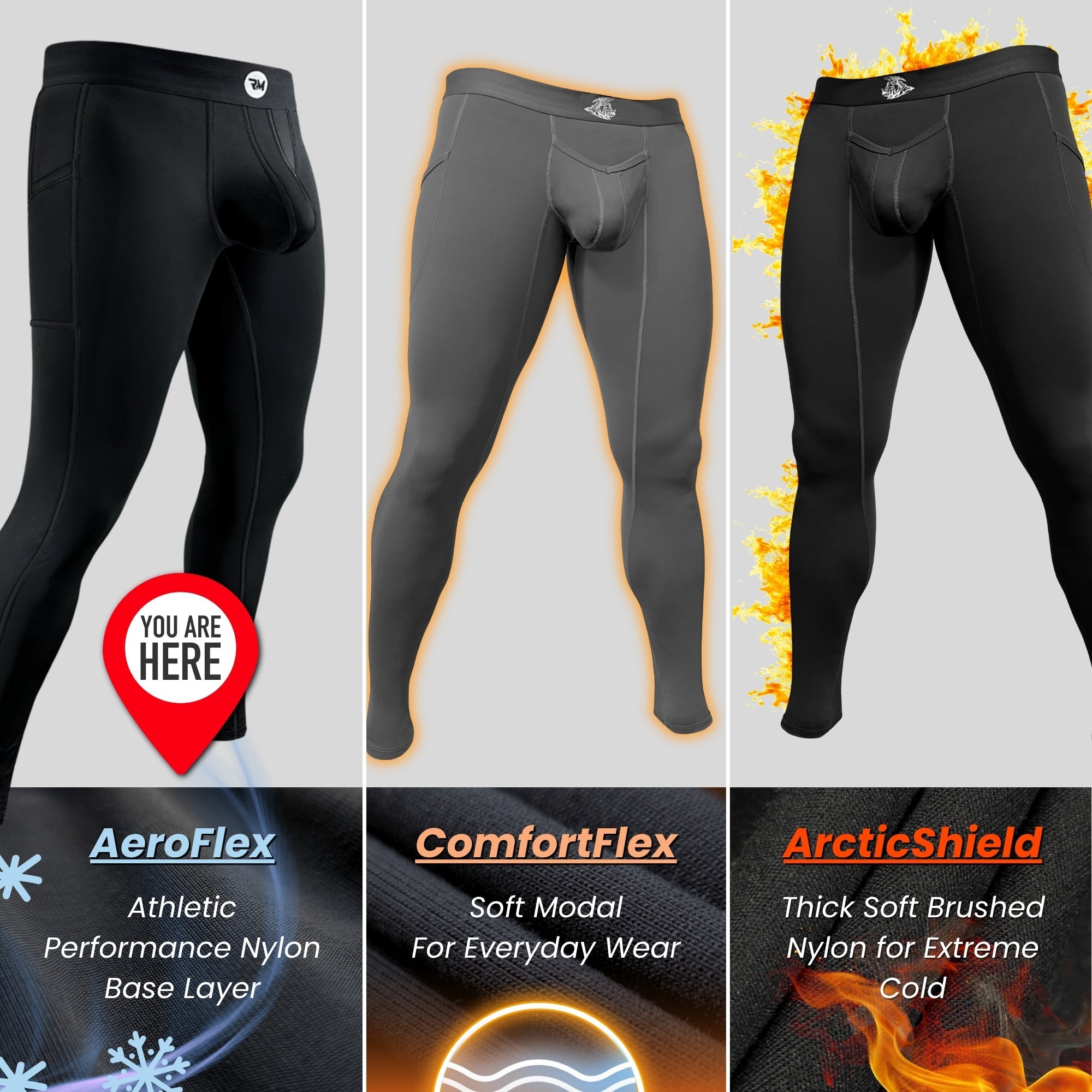 Nylon 28in Leggings No Fly 2pk Black/Gray – Real Men Apparel Company