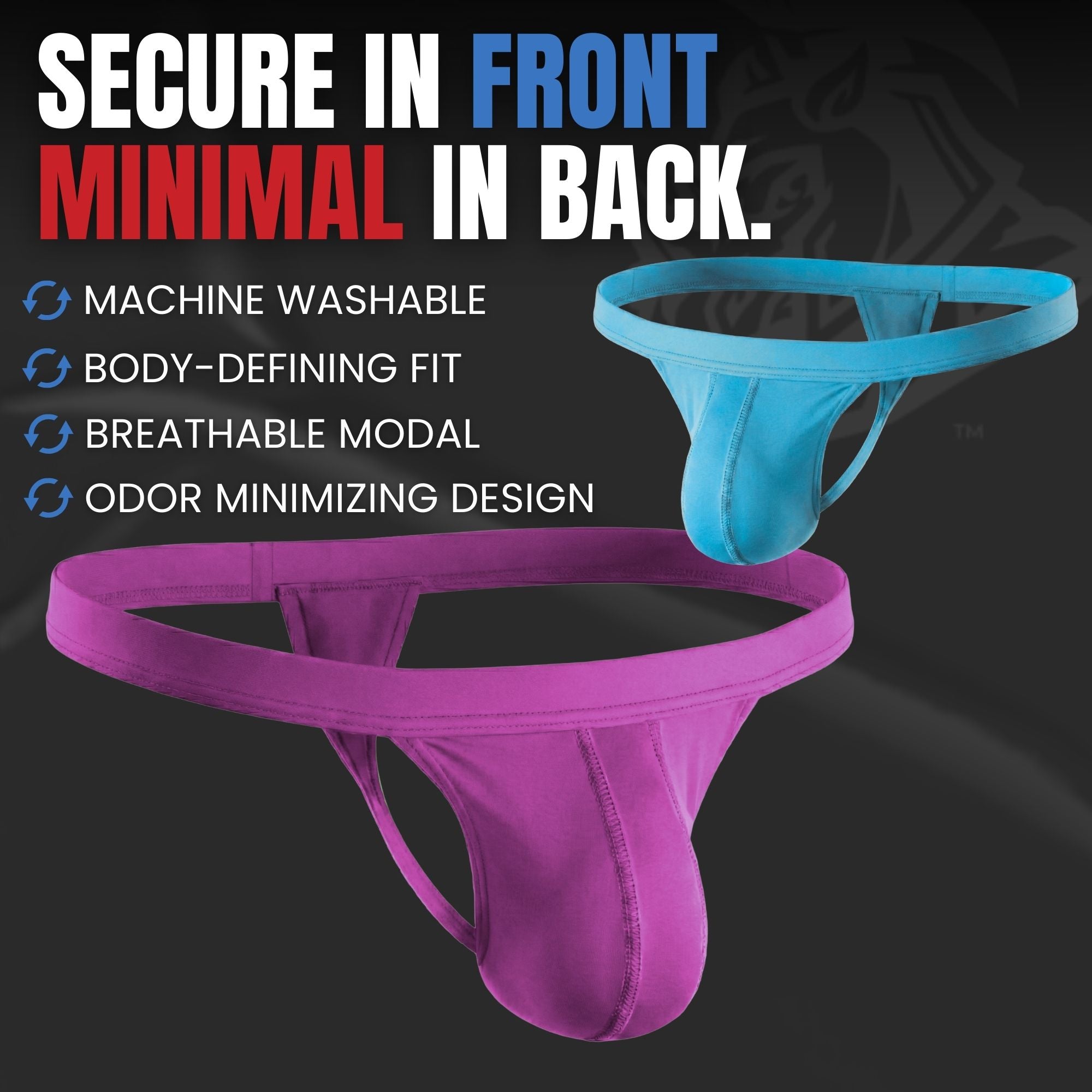 Modal 0in Thong No Fly 3pk Light Red/Sky Blue/Mulberry