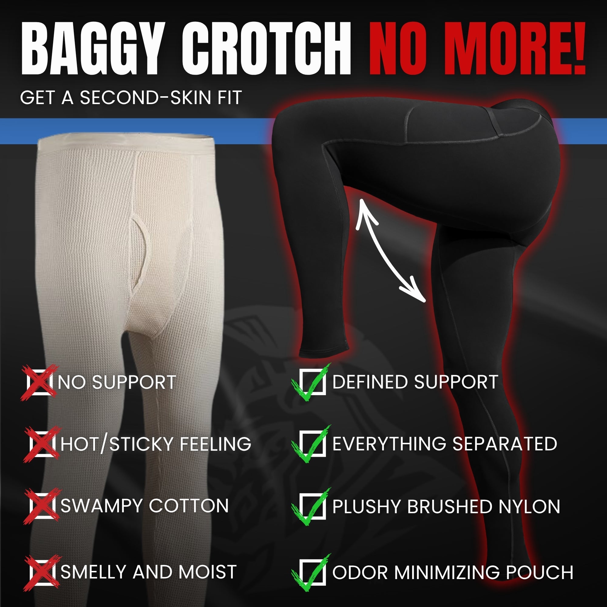 Brushed Nylon 28in Leggings V Fly 1pk Black