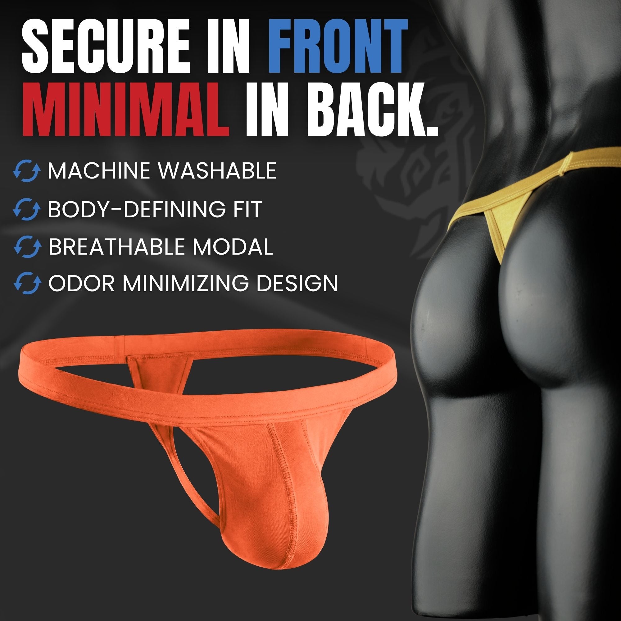 Modal 0in Thong No Fly 3pk Gold/Orange Brick/Sand