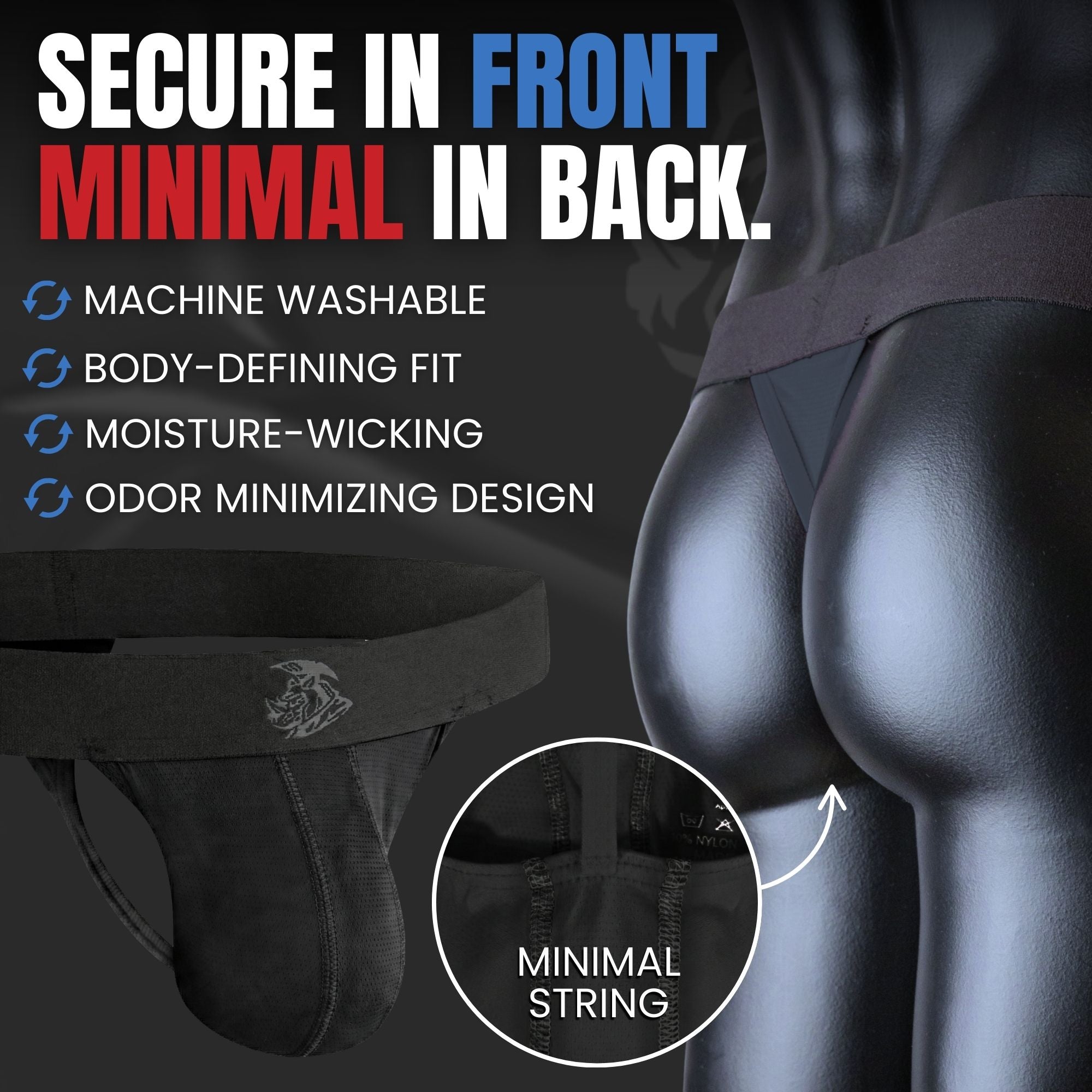 Nylon 0in Mesh Thong No Fly 3pk Black