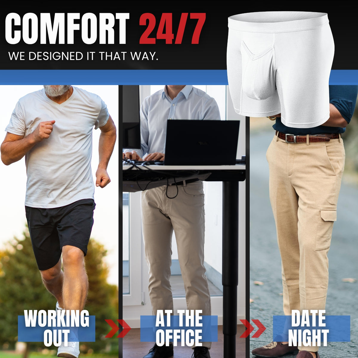 Modal 7in Boxer Briefs V-Fly 3pk White