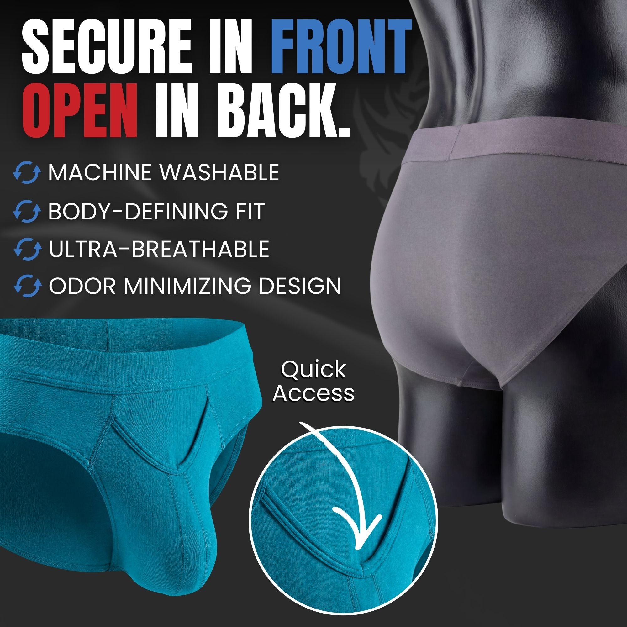 Modal 0in Briefs V-Fly 3pk Black/Grey/Cyan