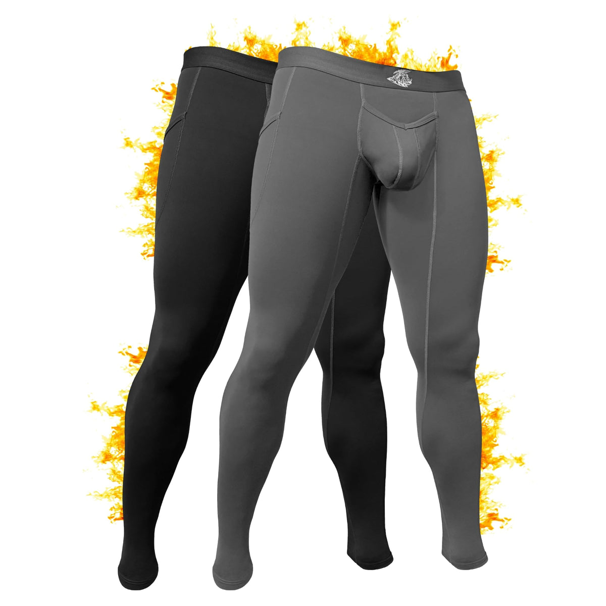 Leggings de Nylon Cepillado de 28in V Fly 2pk Negro/Gris