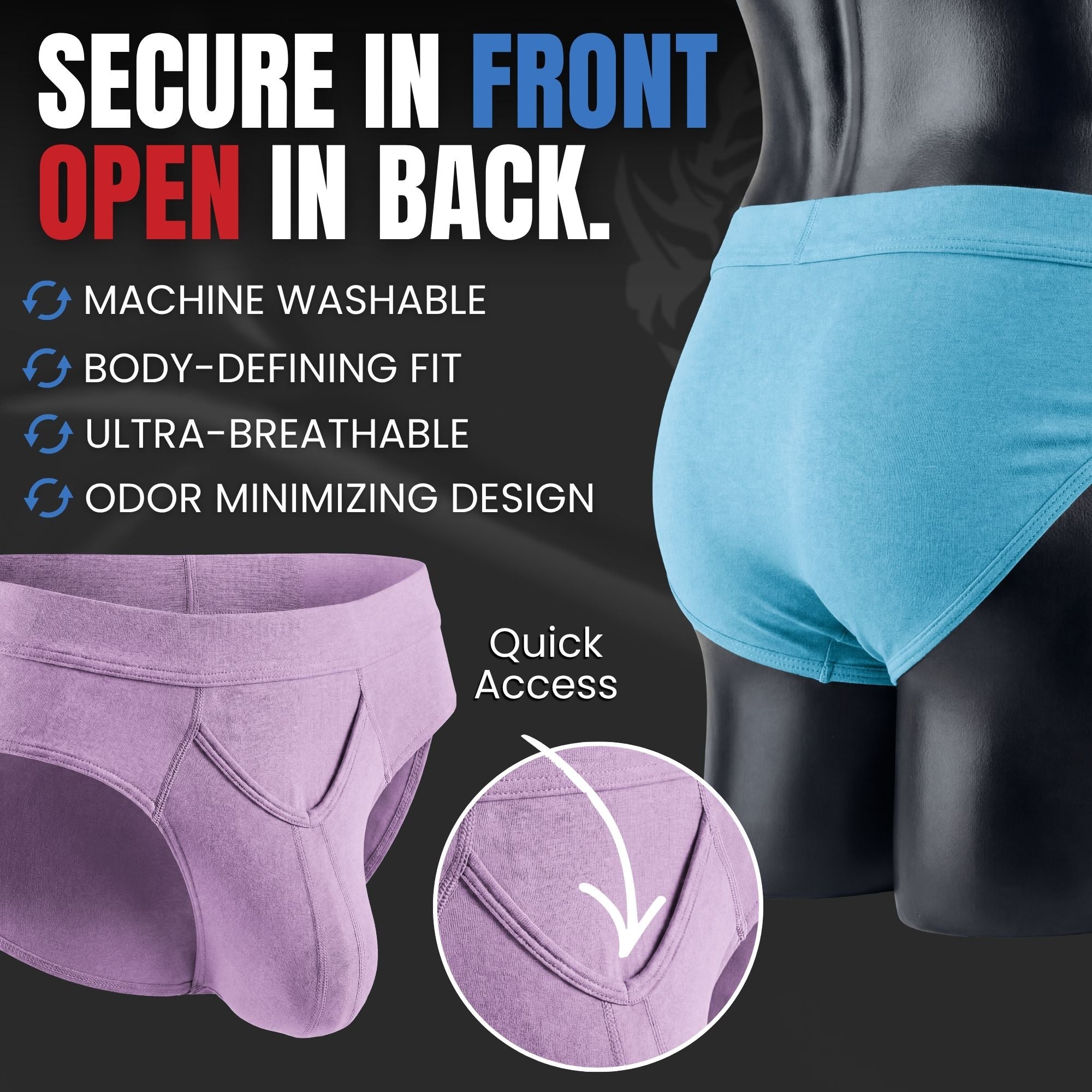 Modal 0in Briefs V-Fly 3pk Lavender/Aqua/Bright Blue – Real Men