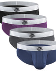 Nylon 0in Mesh Bikini Briefs No Fly 4pk Black/Blue/Gray/Wineberry