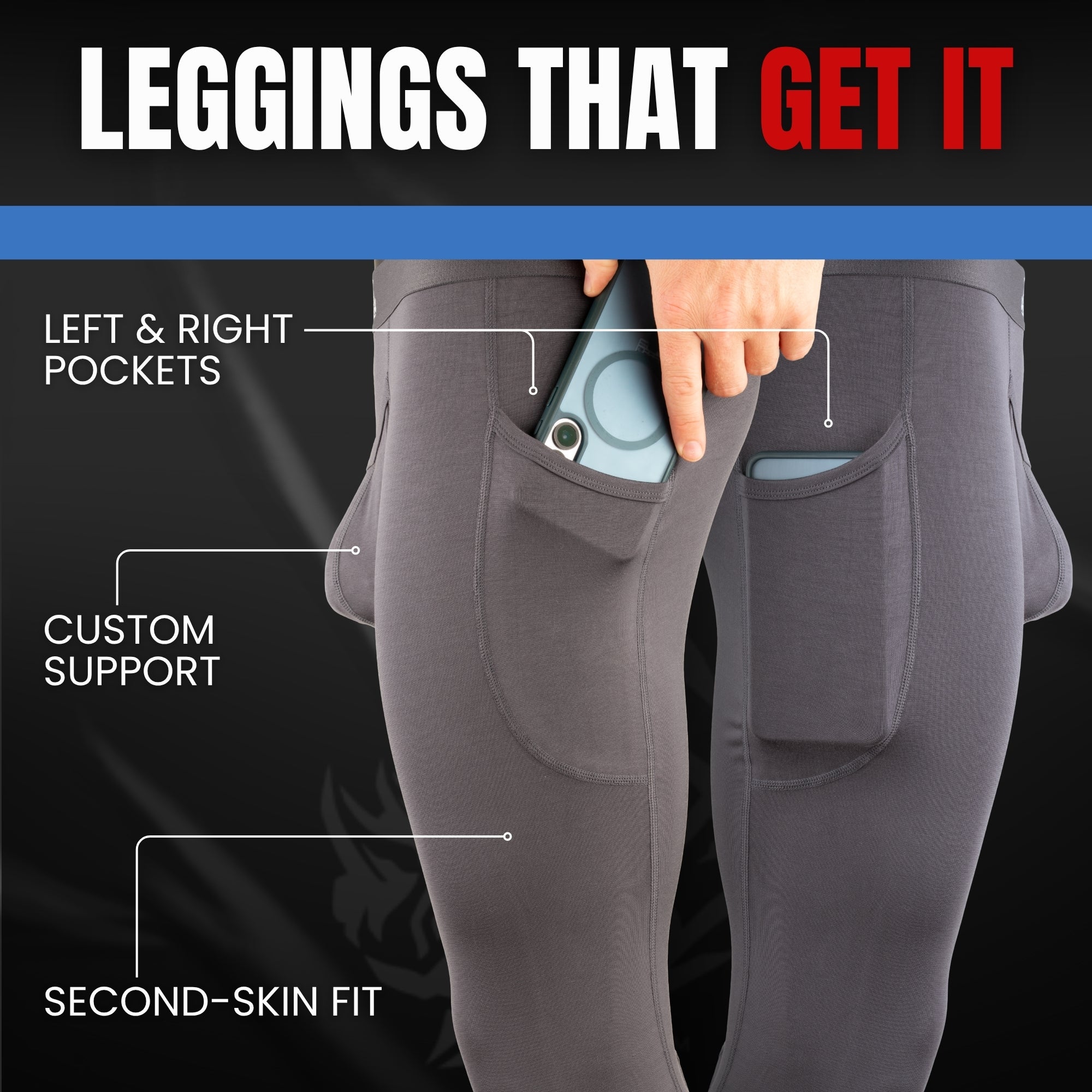Brushed Nylon 28in Leggings Leggings V Fly 2pk Black/Gray