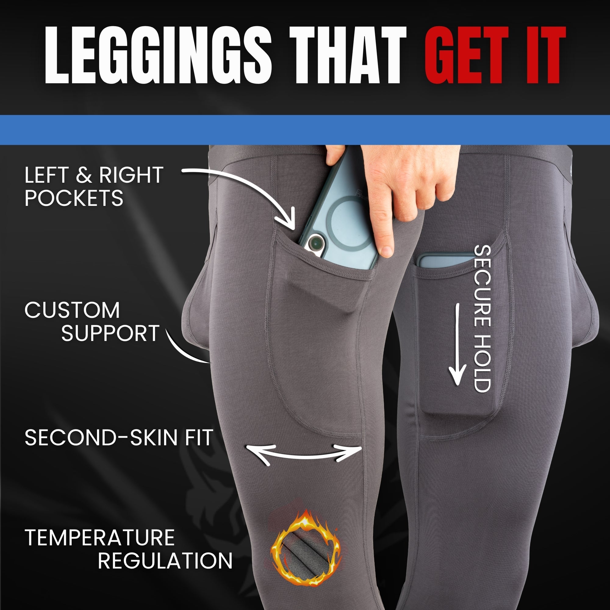 Brushed Nylon 28in Leggings V Fly 1pk Gray