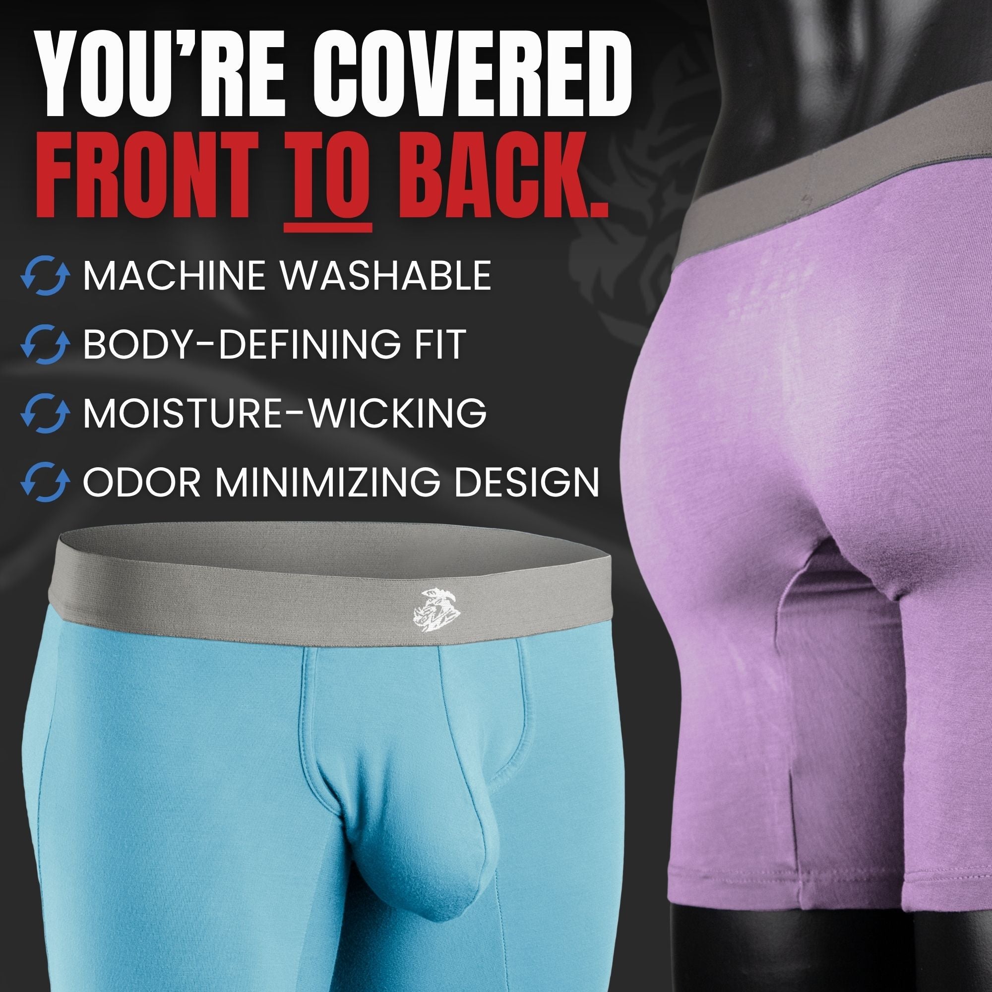 Modal 7in Boxer Briefs No Fly 3pk Lavender/Aqua/Bright Blue