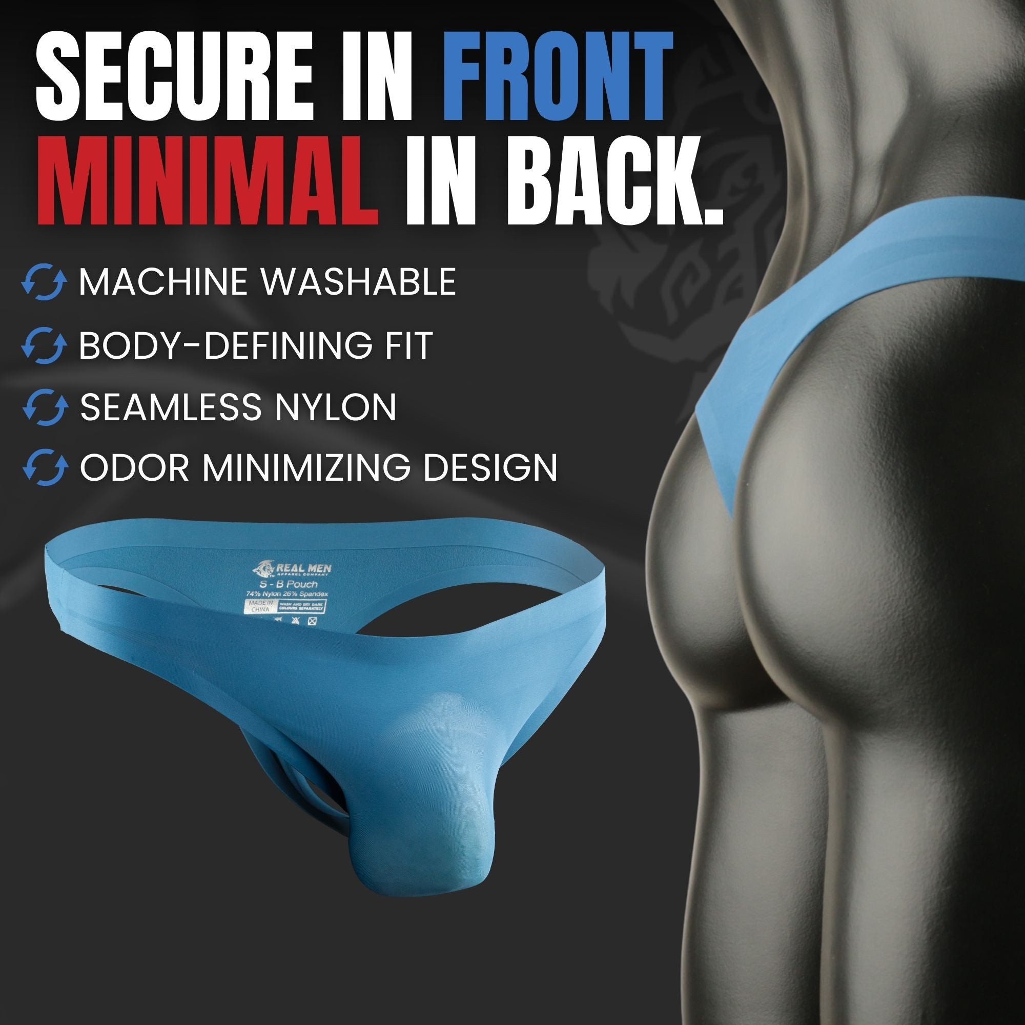 Tanga de nailon sin costuras 0in sin abertura 3pk negro/crepúsculo/rojo piedra