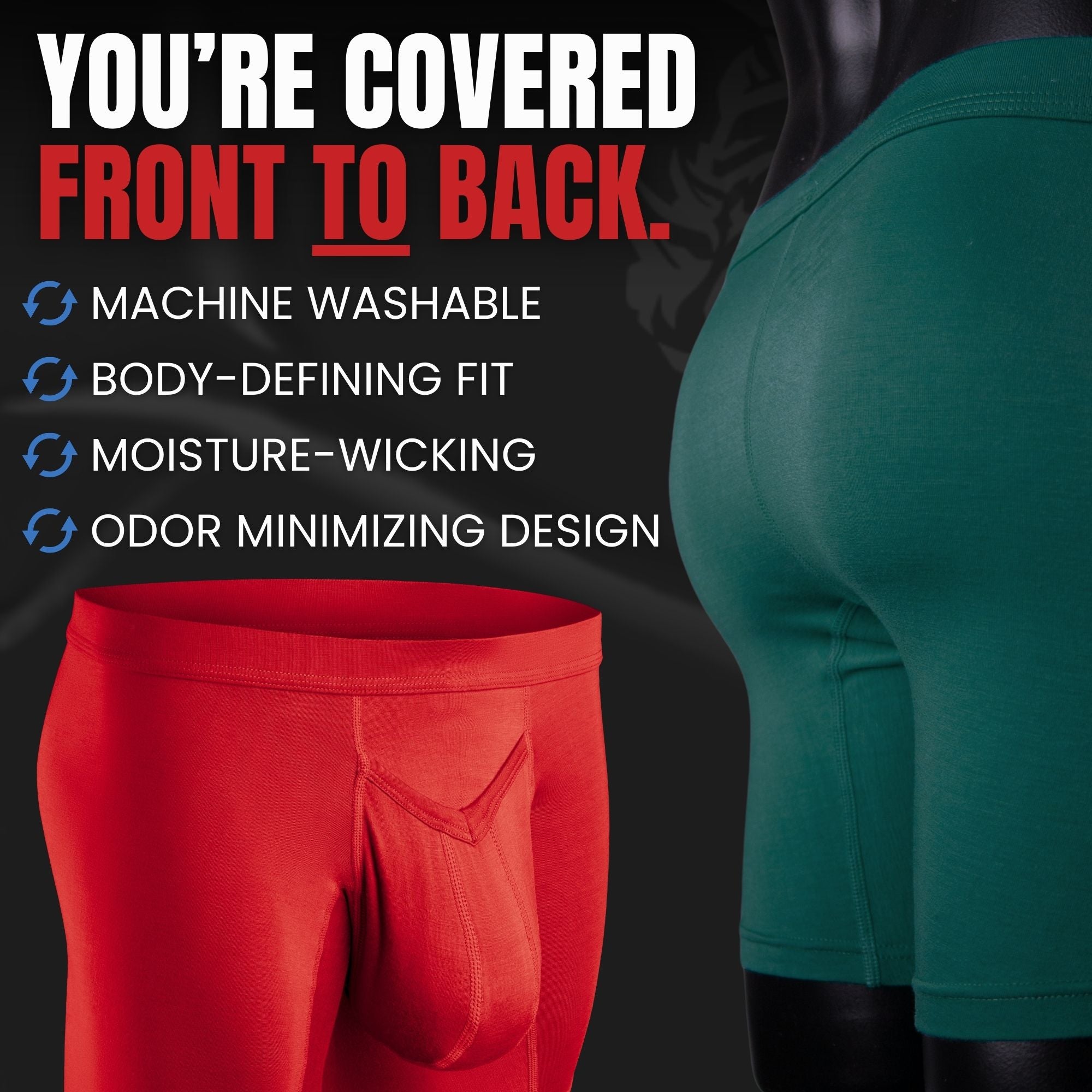 Modal 7in Boxer Briefs V-Fly 3pk Green/Red/White