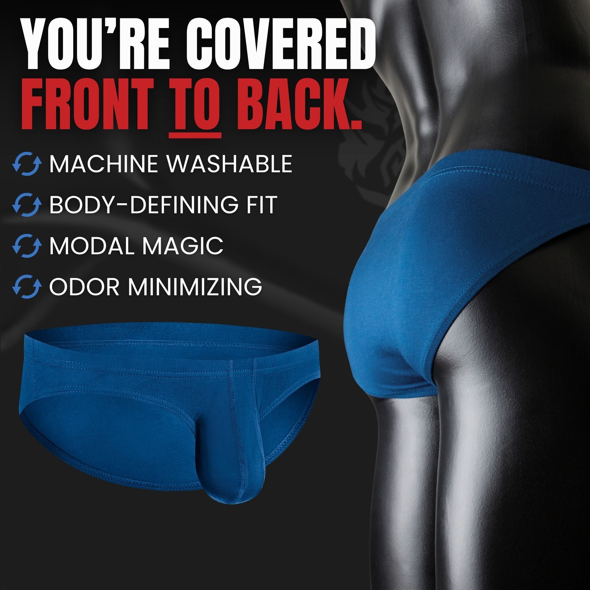 Modal 0in Bikini Briefs No Fly 3pk Black/Blue/Gray