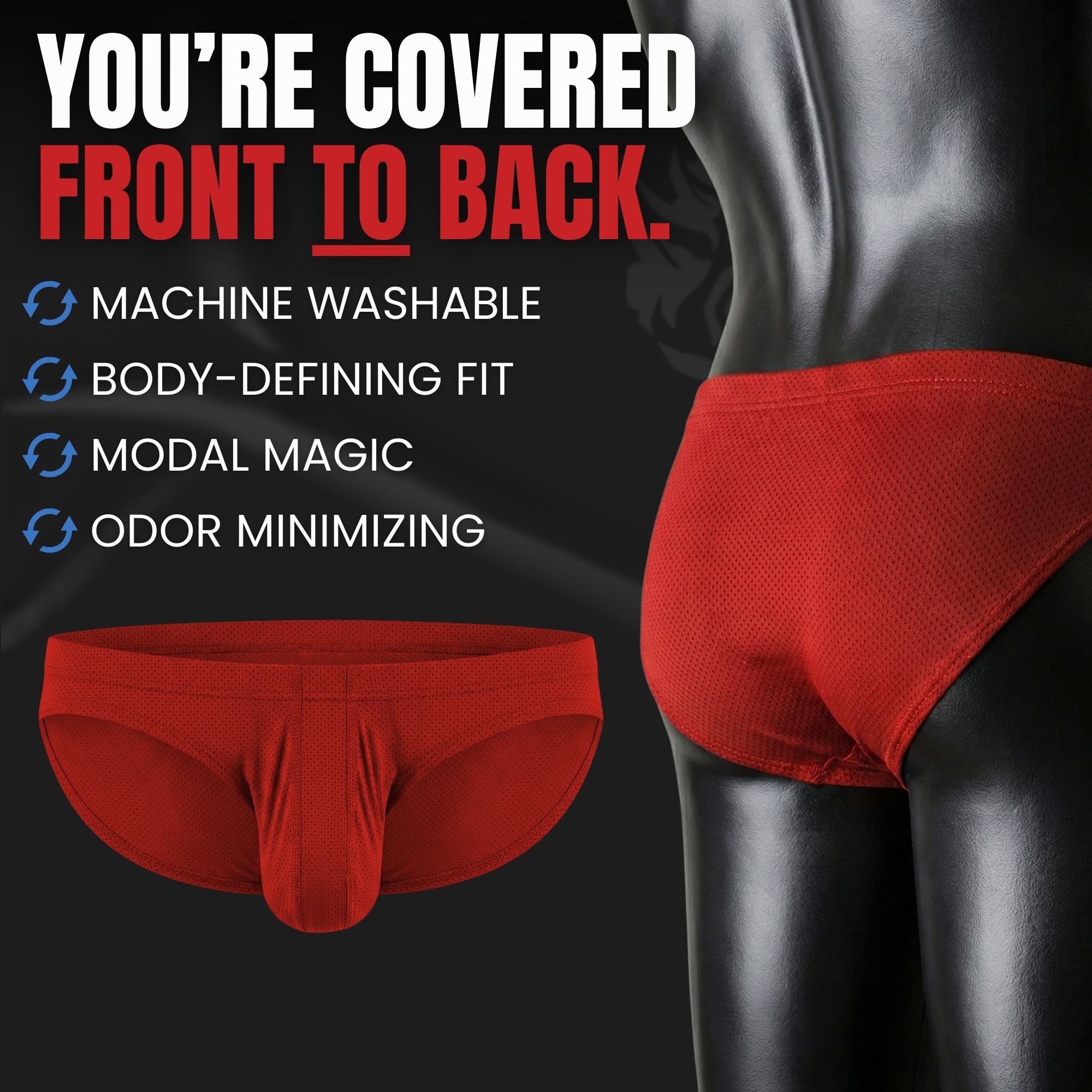 Nylon 0in Low-Rise Bikini Briefs No Fly 3pk Crimson/Green/Bone