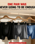 Bamboo 7in Boxer Briefs No Fly 4pk Black/Black/Blue/Gray