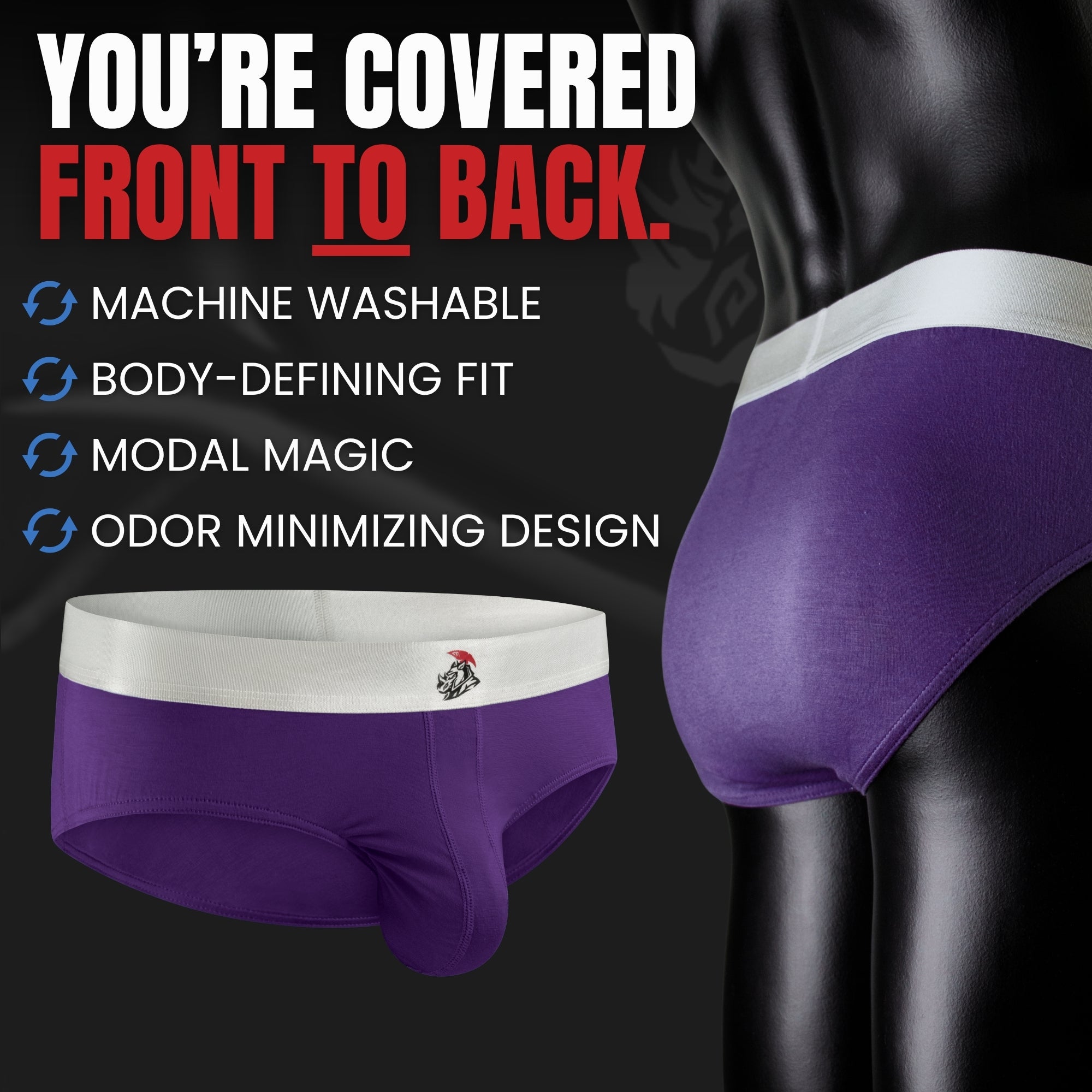 Modal 0in Briefs No Fly 3pk Pink/Purple/Turquoise