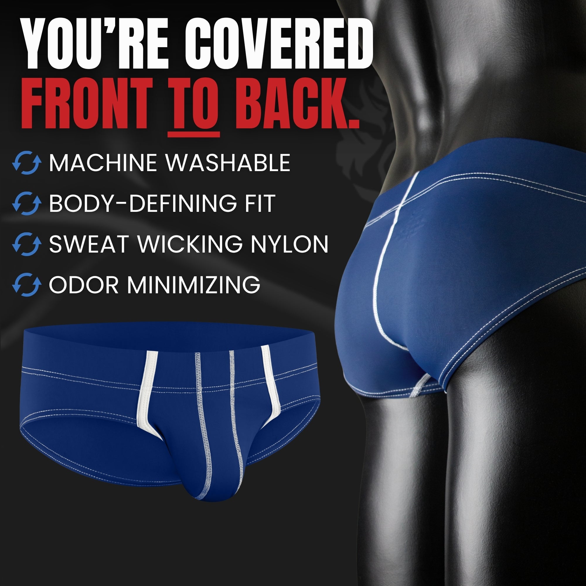 Nylon 0in Sport Briefs No Fly 4pk Blue/Gray/Dark Blue/Dark Gray