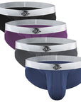 Nylon 0in Mesh Bikini Briefs No Fly 4pk Black/Blue/Gray/Wineberry