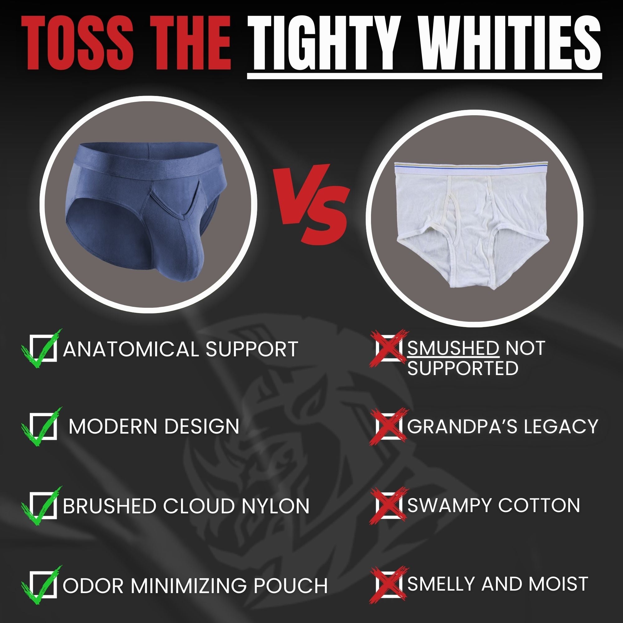 Brushed Nylon Briefs V-Fly 3pk Black/Denim/Gray