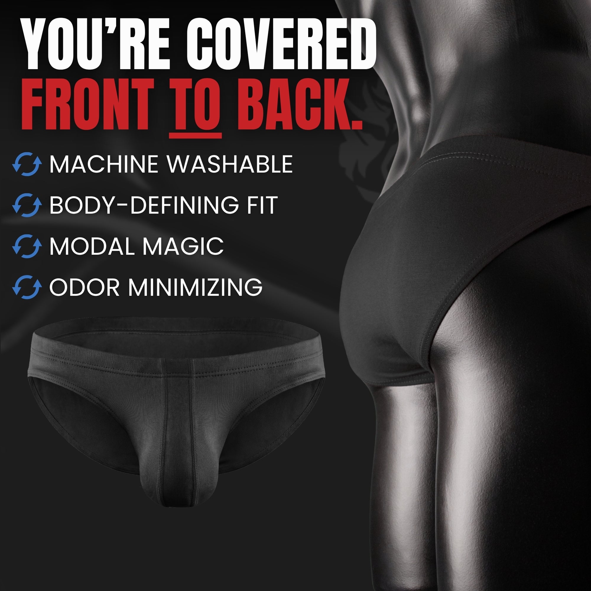 Modal 0in Ares Ascent Low-Rise Bikini Briefs No Fly 3pk Black