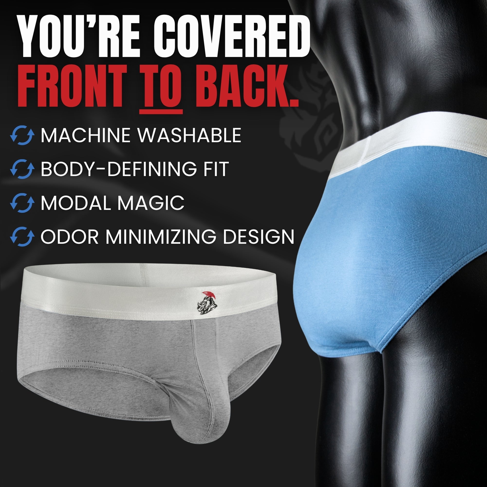 Modal 0in Briefs No Fly 3pk Blue/Gunmetal Gray/Heather Gray