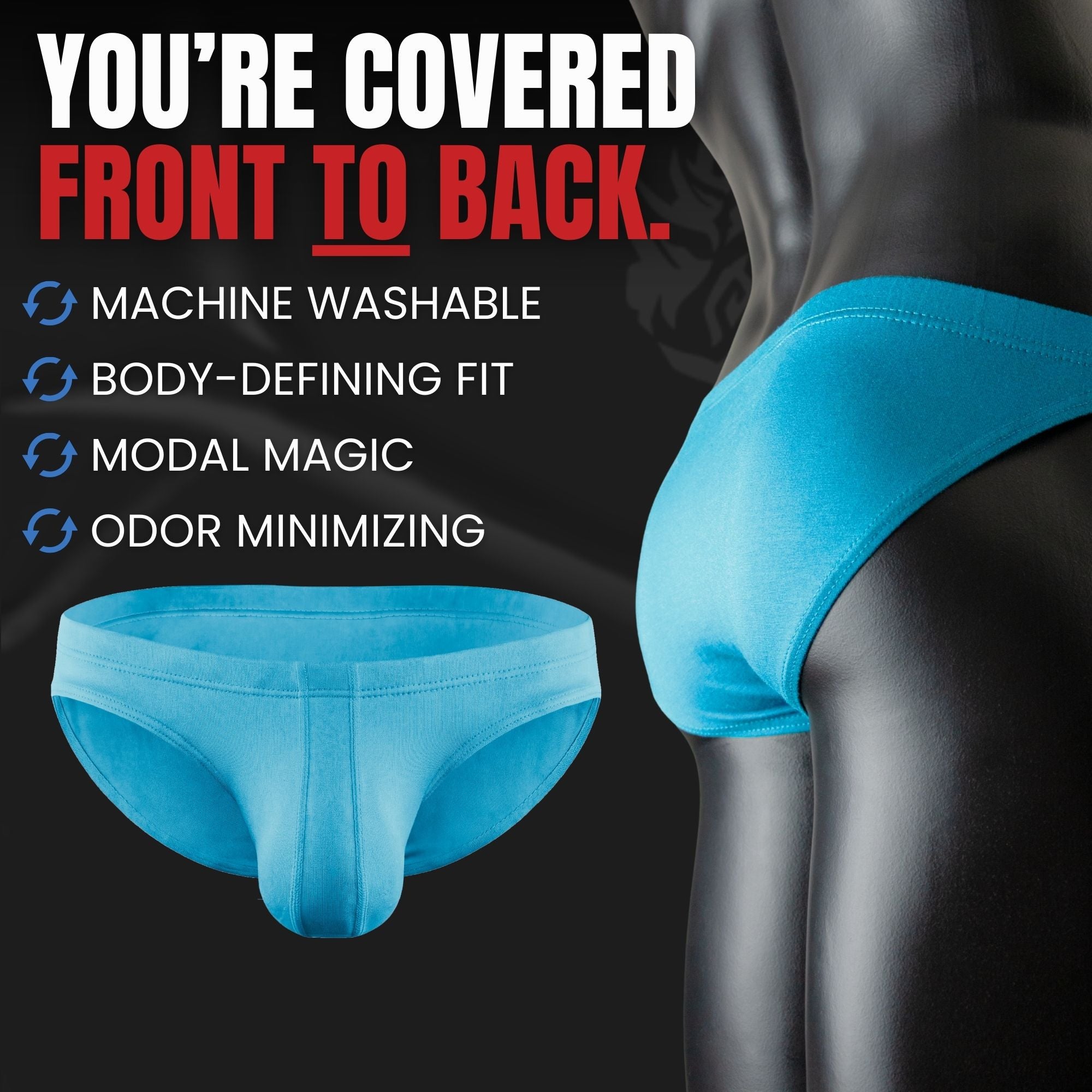 Modal 0in Ares Ascent Low-Rise Bikini Briefs No Fly 3pk Light Red/Mulberry/Sky Blue