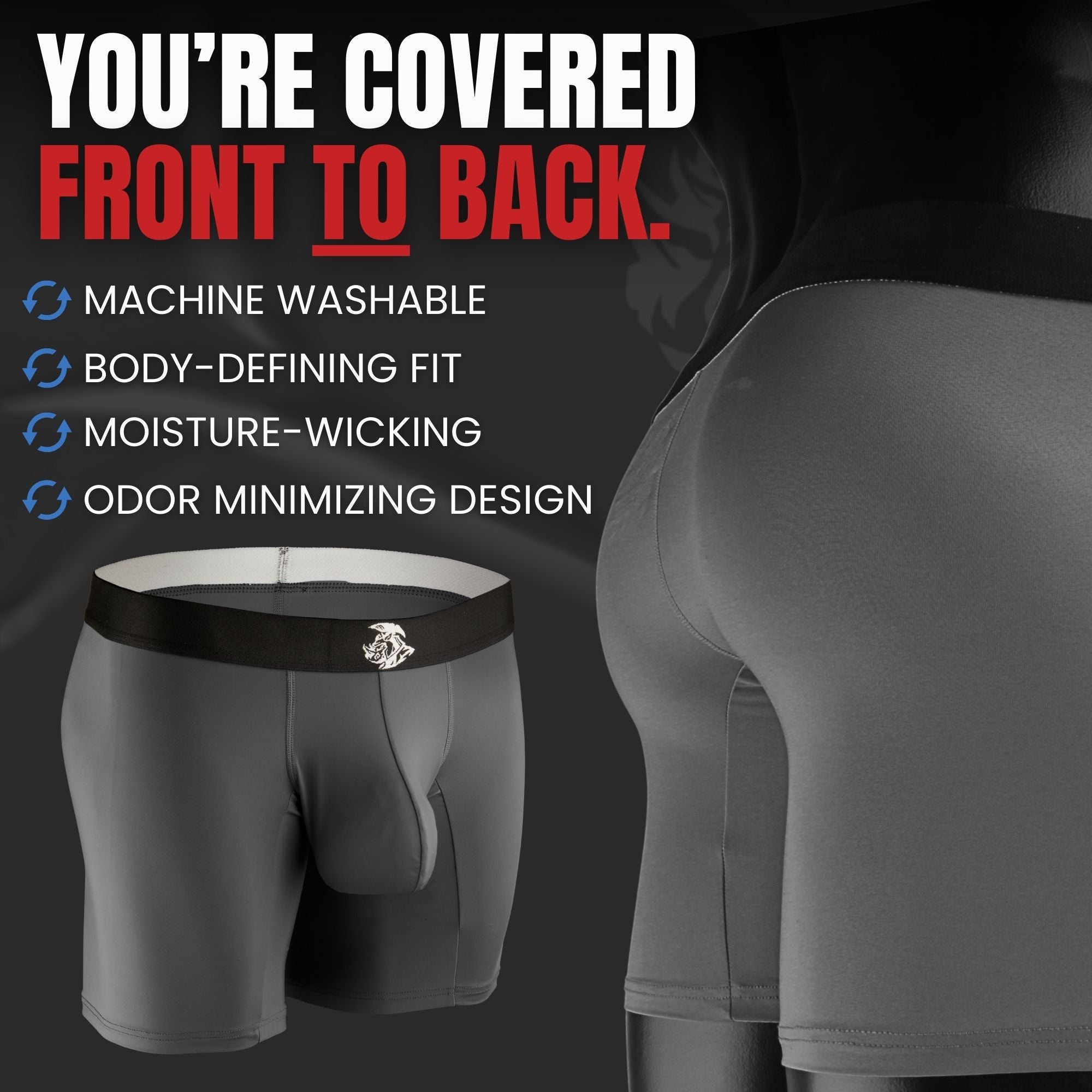 Nylon 7in Boxer Briefs No Fly 2pk Black/Gray
