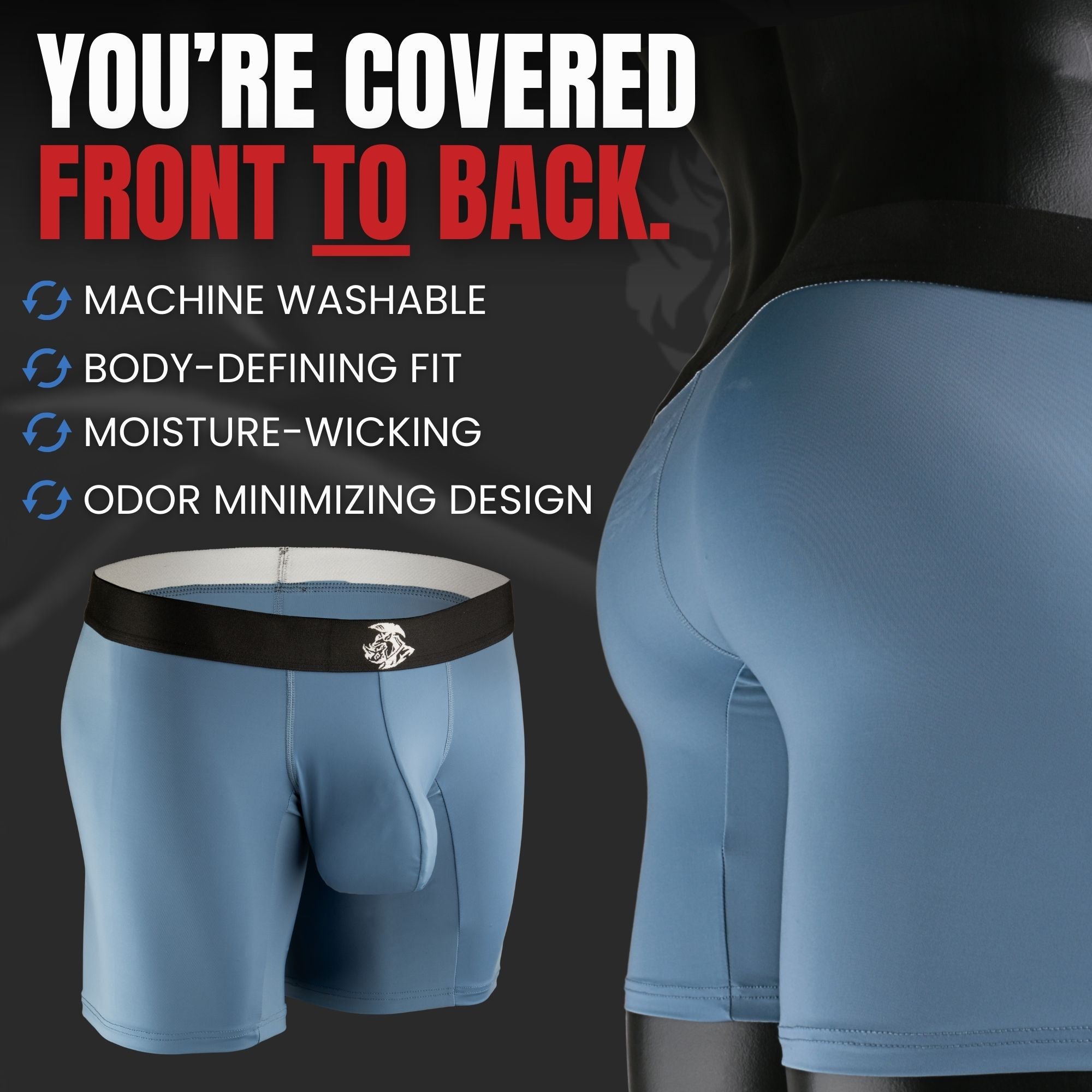 Nylon 7in Boxer Briefs No Fly 4pk Black/Black/Blue/Gray