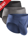 Brushed Nylon Briefs V-Fly 3pk Black/Denim/Gray