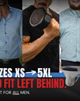 RMAC.STORE inclusive sizing graphic for men XS to 5XL with text: No Fit Left Behind.