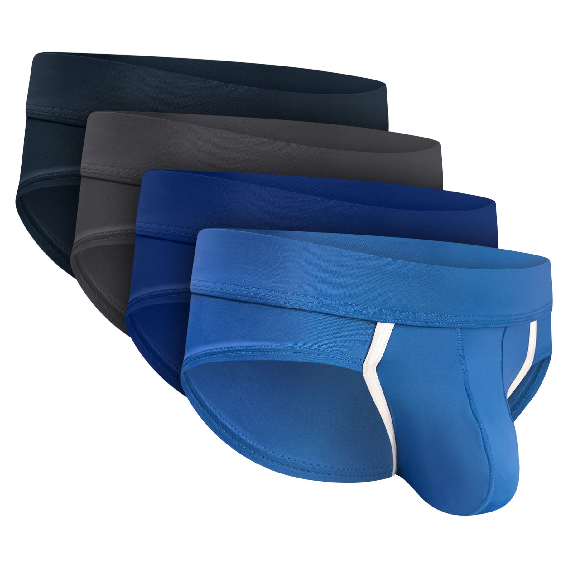 Nylon 0in Sport Briefs No Fly 4pk Blue/Gray/Dark Blue/Dark Gray