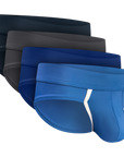 Nylon 0in Sport Briefs No Fly 4pk Blue/Gray/Dark Blue/Dark Gray