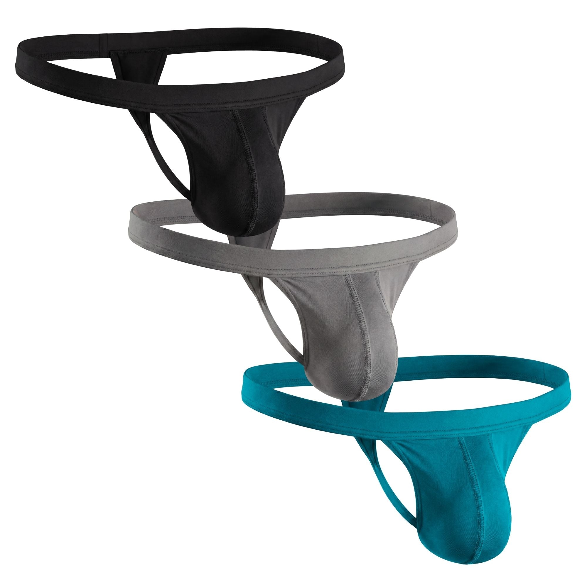 Blue RMAC boxer briefs showing four anatomical pouch sizes