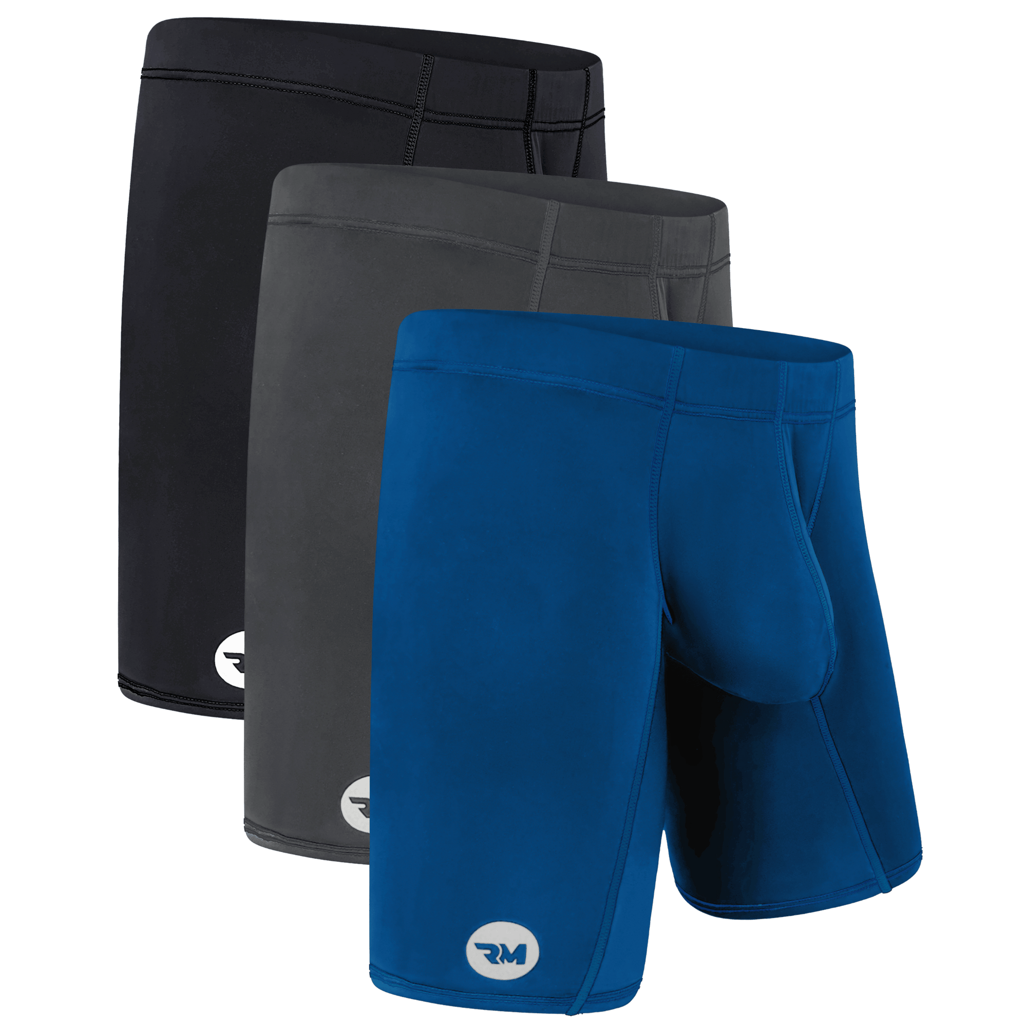 Nylon 6in Boxer Briefs No Fly 3pk Black/Blue/Gray